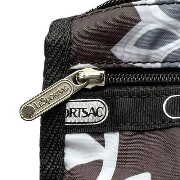 leSportsac Cosmetic Bag Hawaii Zippered Pouch Floral Black White Gray - Picture 6 of 17